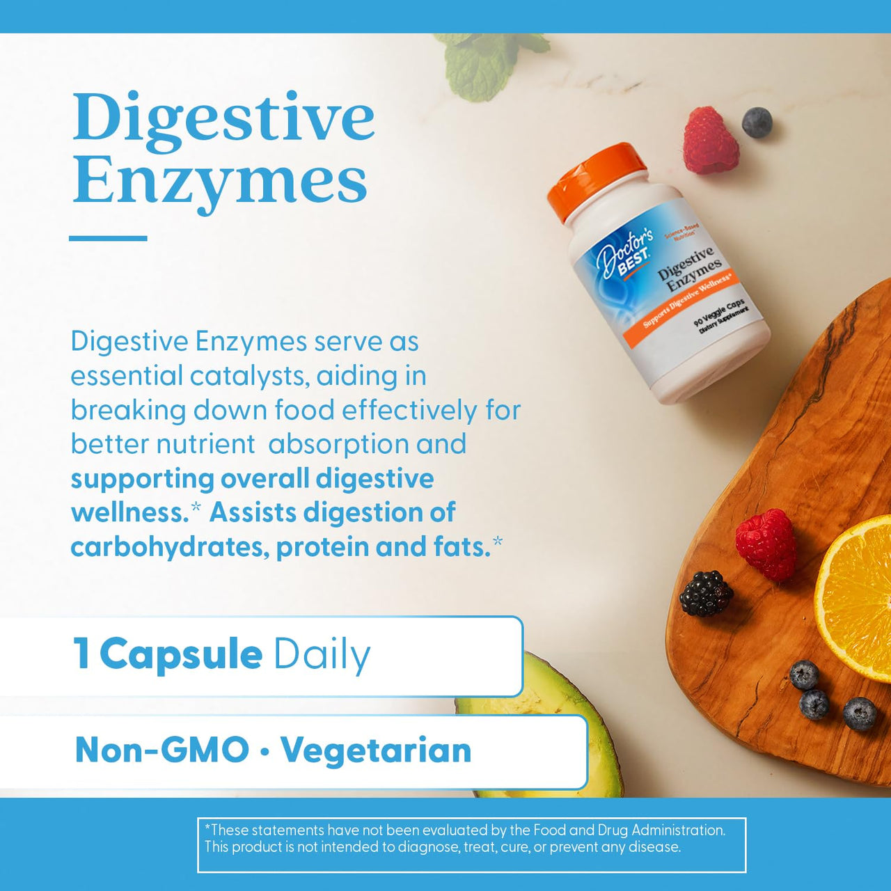 Doctors Best Digestive Enzymes, Supports Digestive Wellness, Non-GMO, Vegetarian 90 Veggie Caps