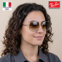 Thumbnail for Ray-Ban RB1971 SQUARE 1971 CLASSIC Square Shaped Non-Polarized Sunglasses for Women – Includes Official RAYBAN Eyewear Kit – Ideal Formal & Casual Wear Sunglasses – Light Brown Gradient Lens