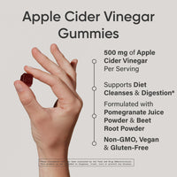 Thumbnail for Sports Research® Organic Apple Cider Vinegar Gummies - for Diet Cleanses & Digestion | 500mg | Non-GMO Tested, Certified Vegan, Gluten Free ACV - 60 Gummies for Adults, 1 Month Supply
