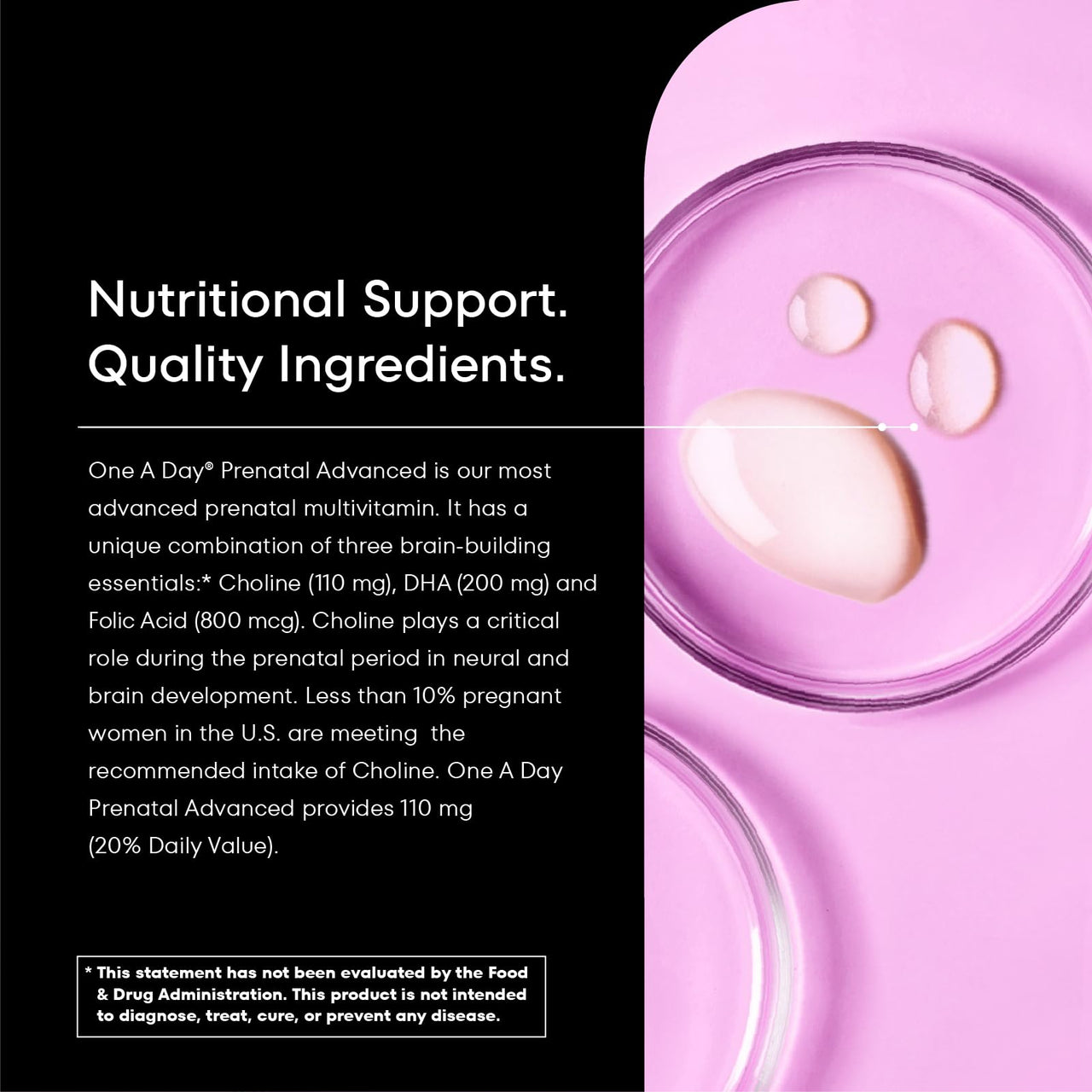 ONE A DAY Women’s Prenatal Advanced Complete Multivitamin with Brain Support* with Choline, Folic Acid, Omega-3 DHA & Iron for Pre, During & Post Pregnancy, 60+60 Ct (120 Total) (Packaging May Vary)