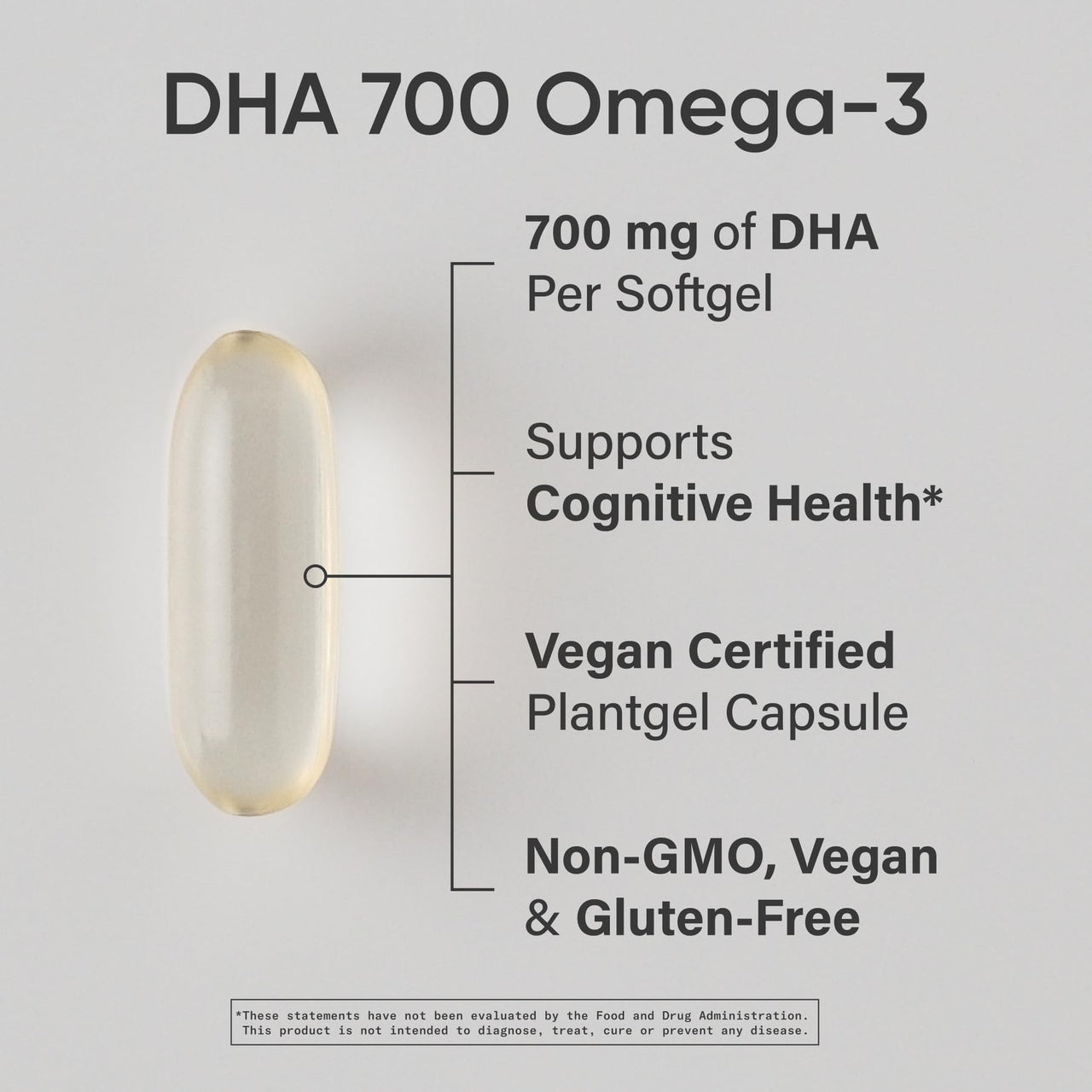 Sports Research® Vegan DHA 700mg - Cognitive Support, Brain Support, Supplement with Omega-3 DHA from Algae Oil - Vegan Certified · Non-GMO · Gluten Free - 90 Count Softgels