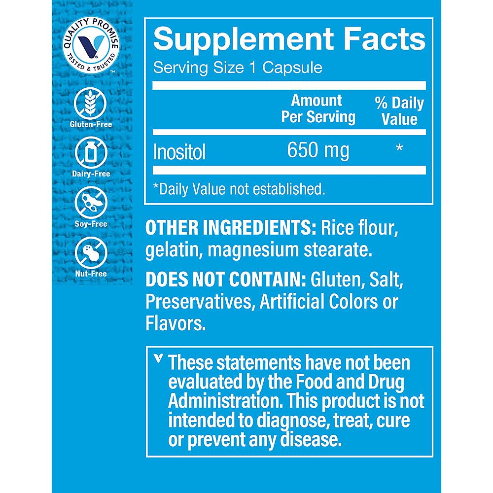 The Vitamin Shoppe Inositol 650MG, Supports Healthy Liver Cellular (100 Capsules)