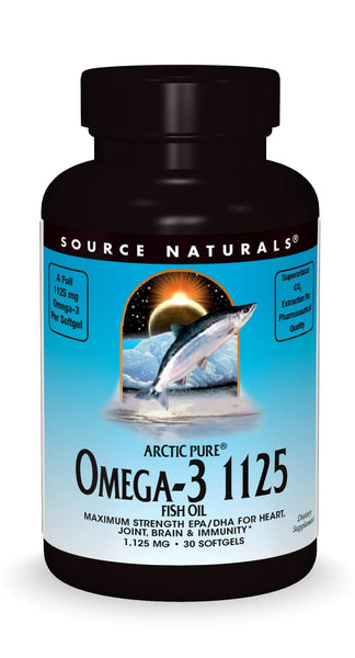 Source Naturals ArcticPure Omega-3 Fish Oil 1125mg Ultra Potency Maximum Strength EPA + DHA for Heart, Joint, Brain & Immune Health - 30 Softgels