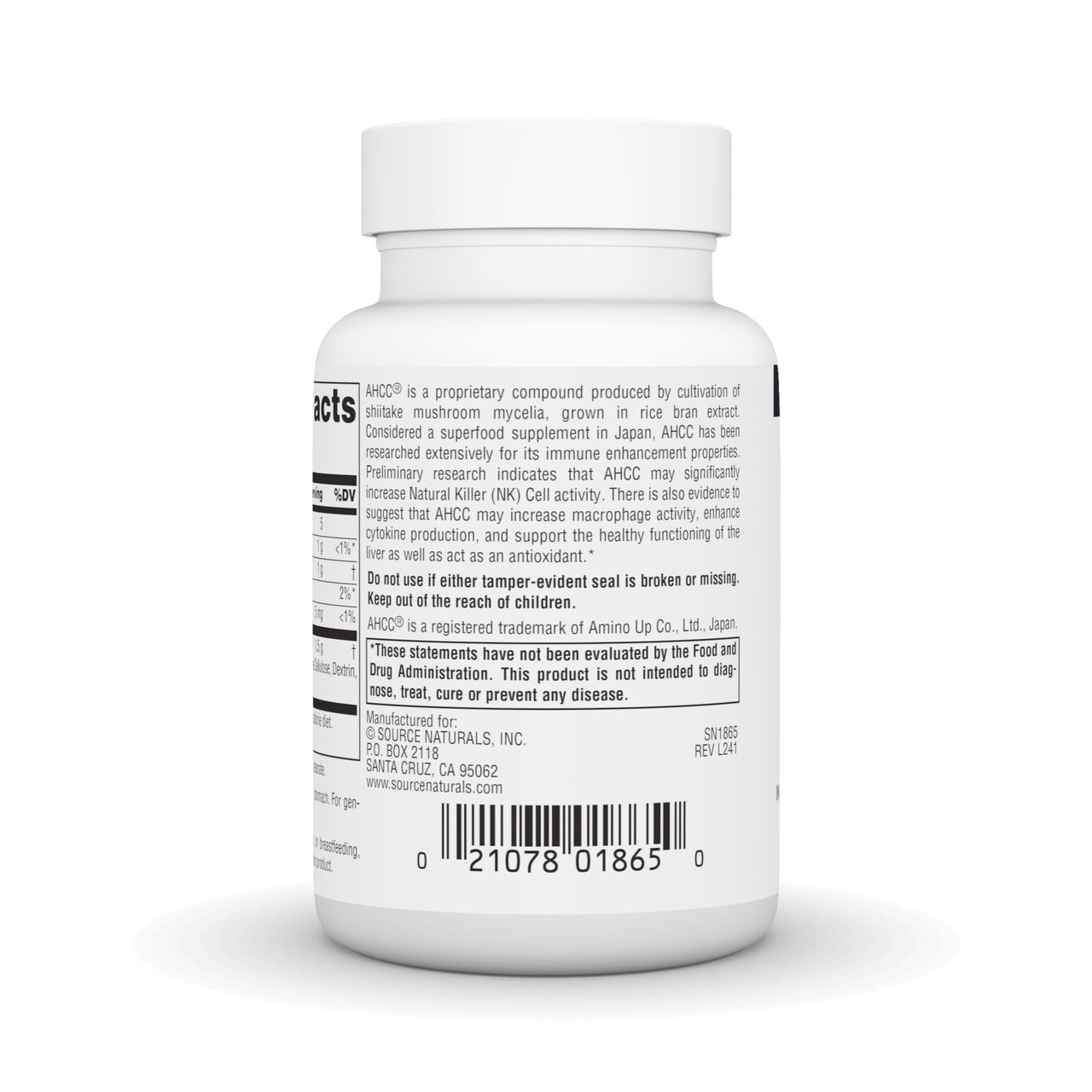 Source Naturals AHCC 750 mg Increases Natural Killer Cell Activity* - 750 mg - 30 Capsules