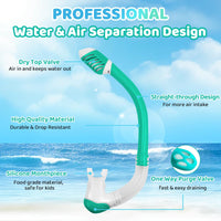 Thumbnail for Vvinca Snorkel Set for Kids 3-14, Dry Top Snorkeling Gear for Boys Girls Youth, Panoramic View Swim Goggles with Nose Cover & Anti-Fog Lens, Junior Scuba Diving Mask with Adjustable Soft Fabric Strap