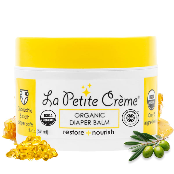La Petite Creme French Organic Diaper Balm (1 oz) - Healing & Nourishing Diaper Cream - Gentle & Safe Liniment Baby Lotion - USDA Certified Organic - Baby Essentials for Newborn