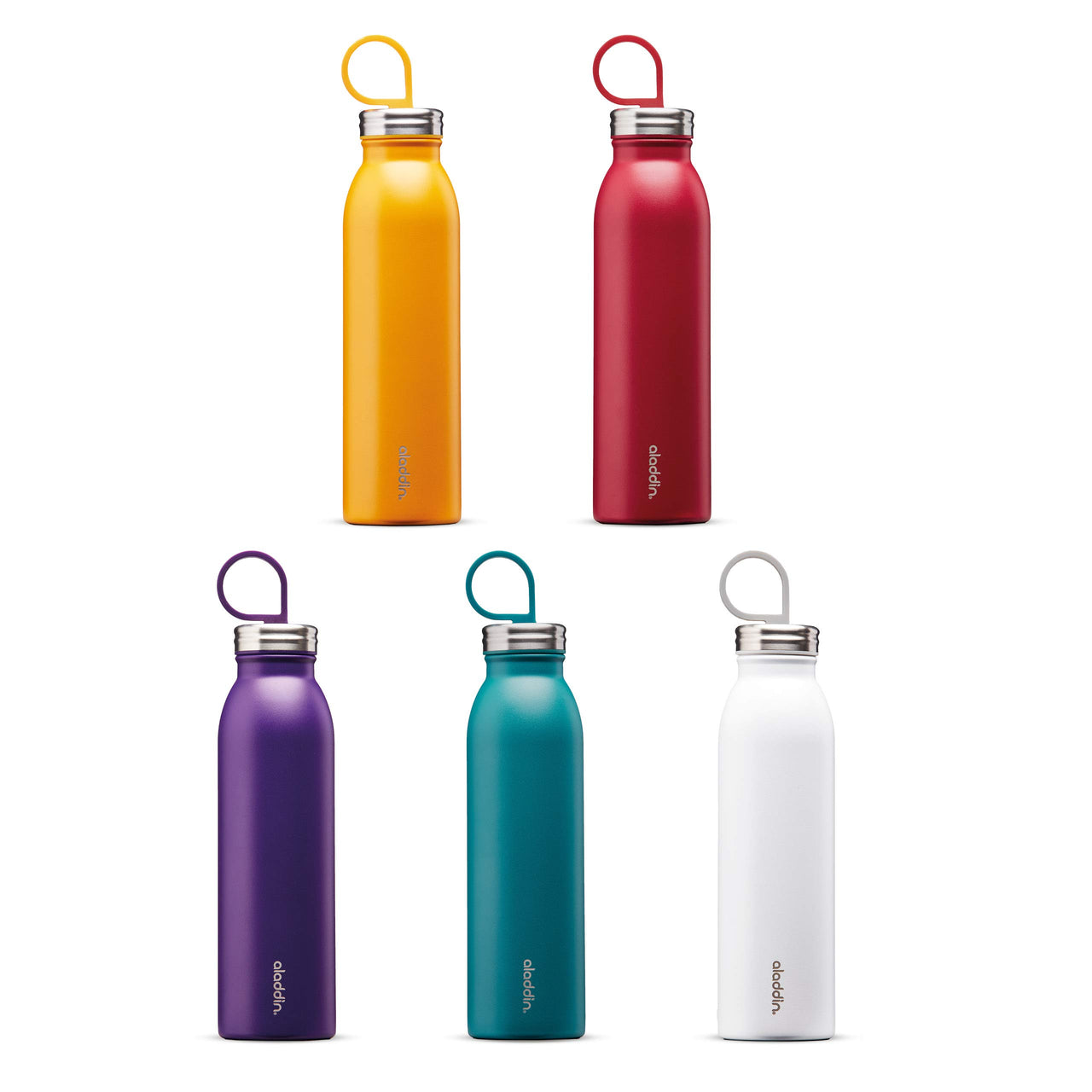 Aladdin Chilled Thermavac Stainless Steel Water Bottle 0.55L Cherry Red â€“ Insulated Metal Water Bottle - Keeps Cold for 9 Hours - BPA-Free Thermos Flask - Leakproof - Dishwasher Safe