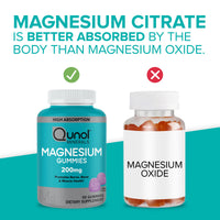 Thumbnail for Qunol Magnesium Gummies for Adults, 200mg Elemental Magnesium (from 1,750mg Magnesium Citrate), High Absorption Magnesium Supplement, Supports Nerve, Bone and Muscle Health, Vegetarian, 90 CountQunol Magnesium Gummies for Adults, 200mg Elemental Magnesium