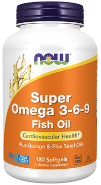 Thumbnail for NOW Foods Supplements, Super Omega 3-6-9 1200 mg with a blend of Fish, Borage and Flax Seed Oils, 180 Softgels