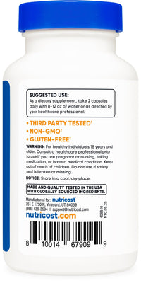 Thumbnail for Nutricost Agmatine Sulfate 1000mg, 120 Capsules - Gluten Free, Non GMO, 500mg Per Capsule
