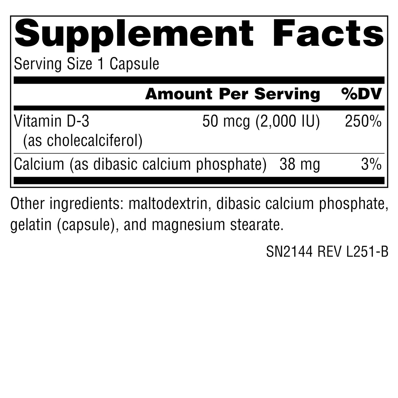 Source Naturals Vitamin D-3, Bioactive Form for Bone & Immune Health* - 50 mcg (2000 iu)- 100 Capsules