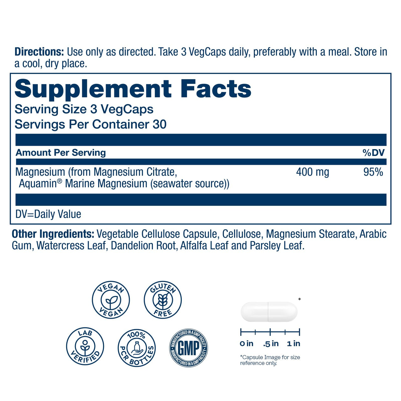 SOLARAY Magnesium Citrate 400mg - Magnesium Supplement - Bone Health, Muscle, Relaxation and Heart Health Support - Vegan, Gluten Free - 30 Servings, 90 VegCaps