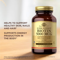Thumbnail for Solgar Biotin 5000 mcg - 100 Vegetable Capsules - Supports Healthy Skin, Nails & Hair - Non-GMO, Vegan, Gluten Free, Dairy Free, Kosher - 100 Servings