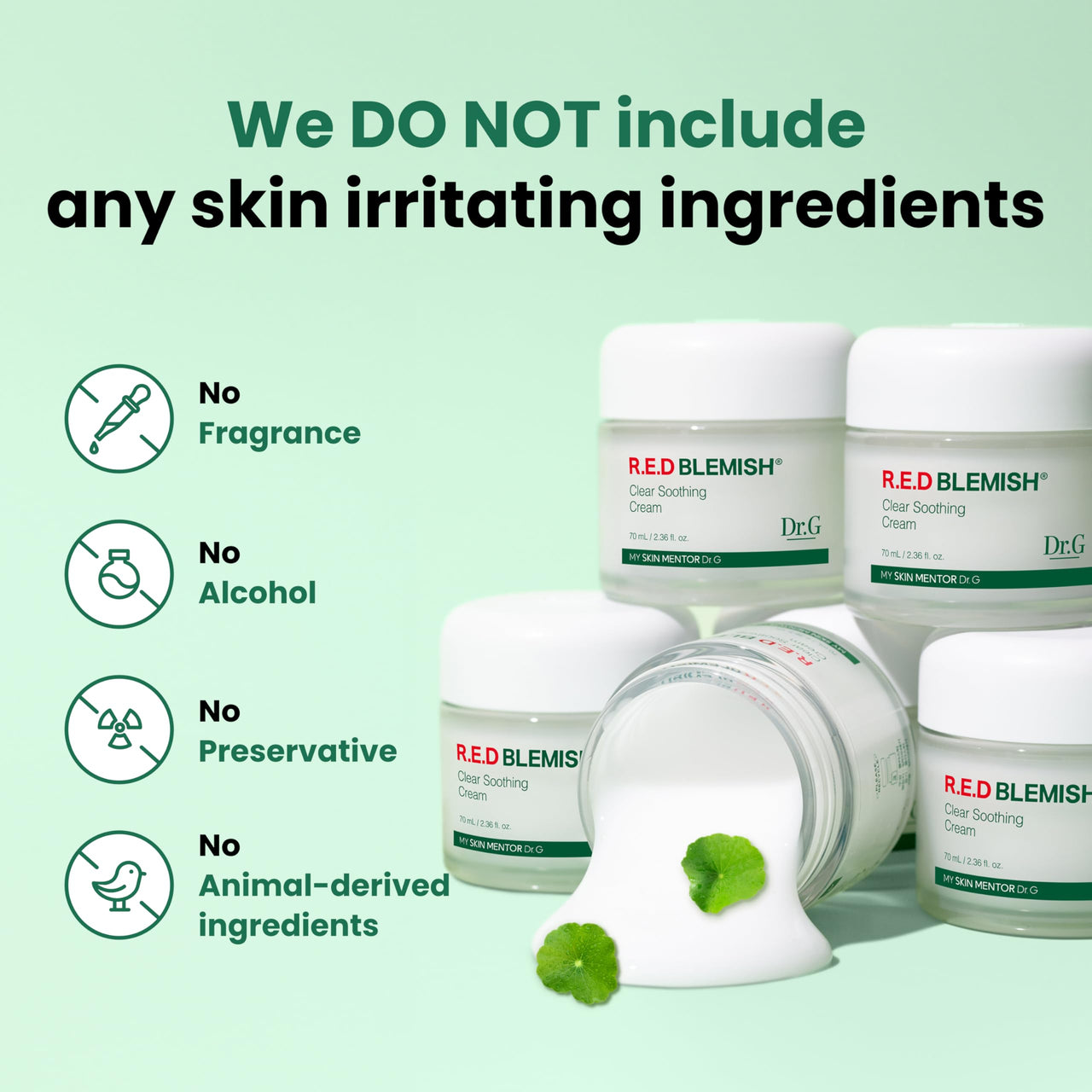 Dr.G Red Blemish Clear Soothing Korean Moisturizer Face Cream, 50ml - Cica Cream, Korean Skin Care Moisturizer, Korean Face Moisturizer, Facial Moisturizer, Korean Skincare, K Beauty Skincare Coreano