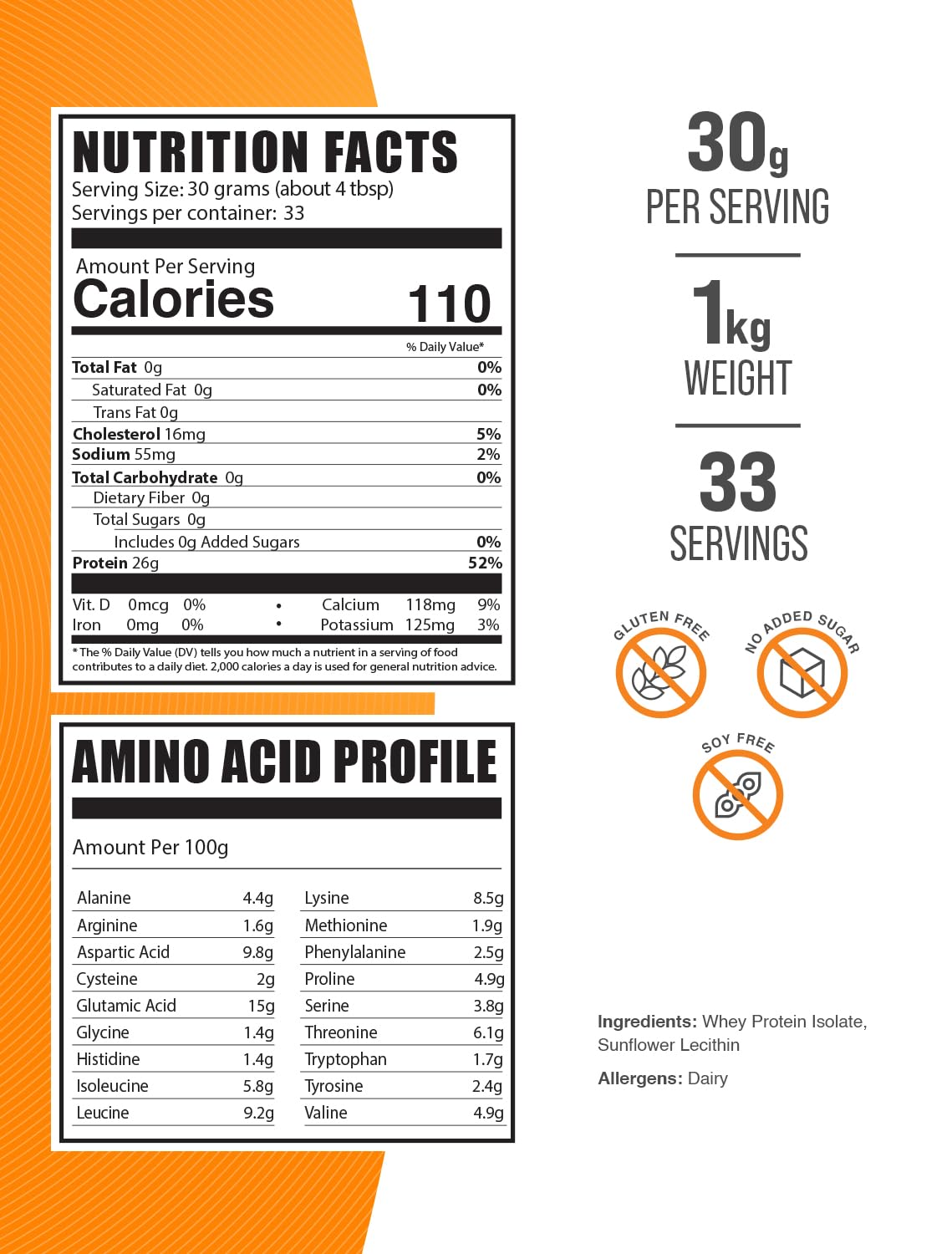 BulkSupplements.com Whey Protein Isolate Powder - Whey Protein Powder, Unsweeteneed, Unflavored & Gluten Free - 30g per Serving, 1kg (2.2 lbs) (Pack of 1)