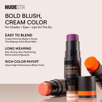 Thumbnail for Nudestix Nudies Blush Stick – 3-in-1 Cream Blush for Cheeks, Eyes & Lips with Built-In Brush | Soft Matte Finish for a Natural Flush | Clean, Vegan & Travel-Friendly Makeup (Naughty N' Spice)