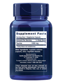Thumbnail for Life Extension Taurine, Pure Taurine Amino Acid Supplement, Heart, Liver and Brain Health, Longevity, Muscle and Exercise, 1000 mg dose, Non-GMO, Gluten-Free, Vegetarian, 90 Vegetarian Capsules