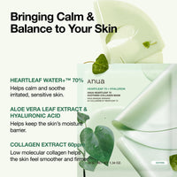 Thumbnail for ANUA Heartleaf 70 Soothing Collagen Mask, Overnight Face Mask for Glass Skin, hyaluronic acid, Collagen, Soothing & hydration Facial Mask for Sensitive Skin, Natural Color, Korean Skin Care (38g, 4ea)