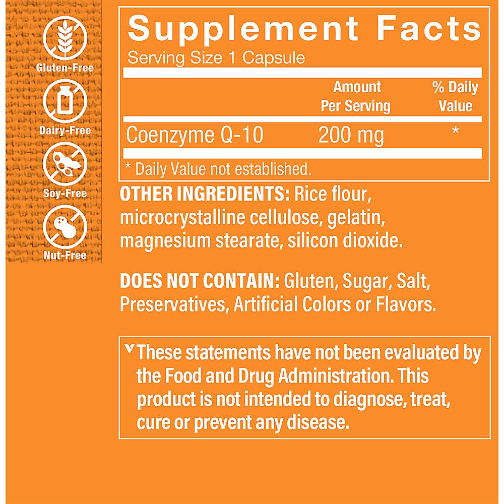The Vitamin Shoppe CoQ-10 200mg Beneficial for Those Taking (120 Capsules)