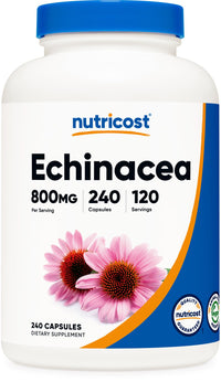 Thumbnail for Nutricost Echinacea 800mg, 240 Capsules - Vegetarian Caps, Non GMO, Gluten Free, 120 Servings