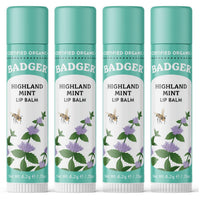 Thumbnail for Badger Highland Mint Classic Lip Balm, 100% Organic Balm Long Lasting Lip Moisturizer w/Light Silky Texture, Refreshing, Invigorating & Soothing Mint Lip Balm, 4 Pack