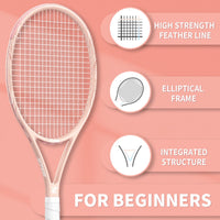 Thumbnail for MBFISH Tennis Racket - Super Value Set with Pre-Strung, Comfortable Handle, 27'' Tennis Racquet for Adults, Includes 3 Tennis Balls, 2 Overgrips and 1 Tennis Bag Coral Pink