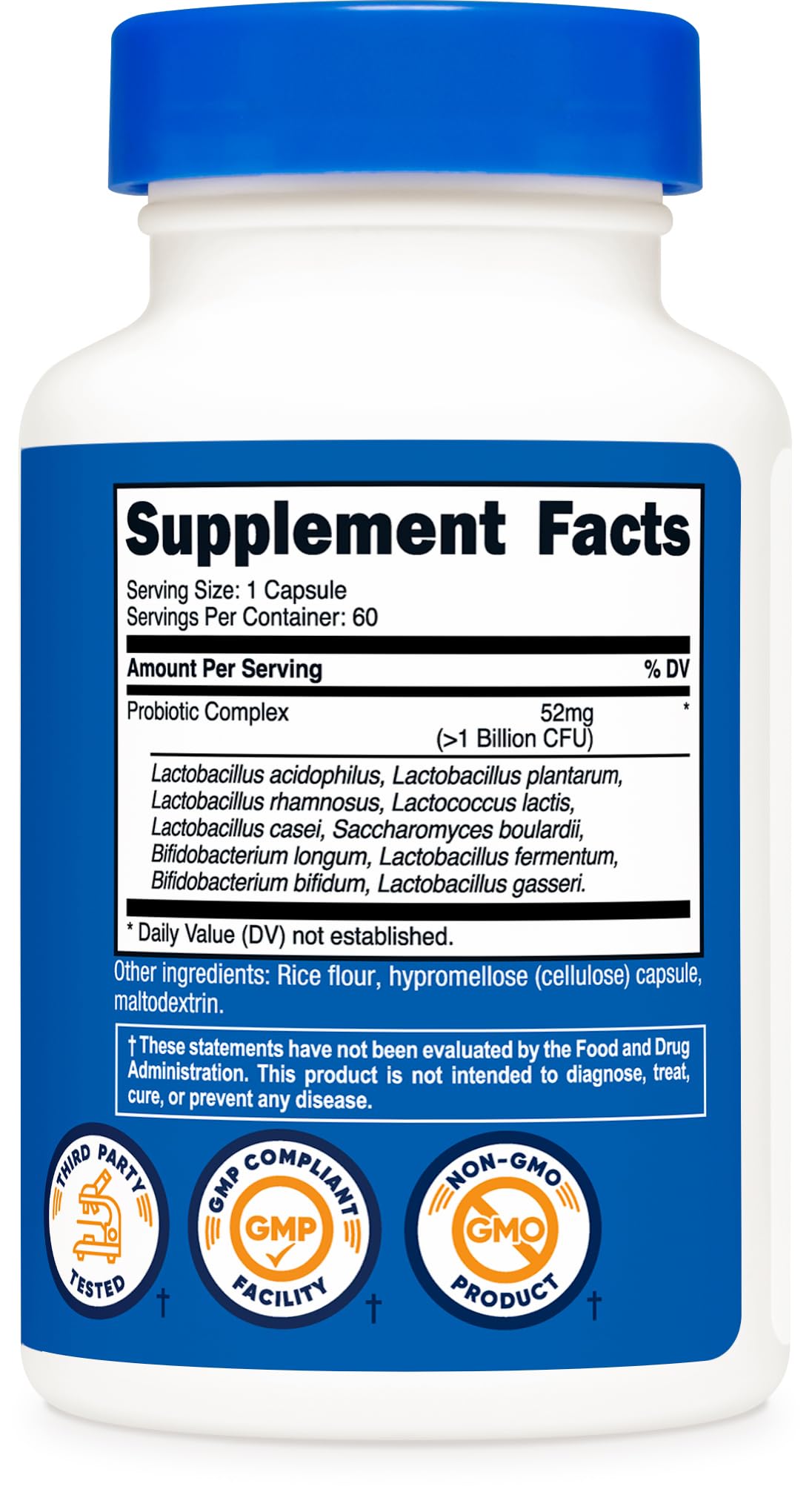 Nutricost Probiotic Complex (>1 Billion CFU) 60 Capsules - Gluten-Free, Non-GMO