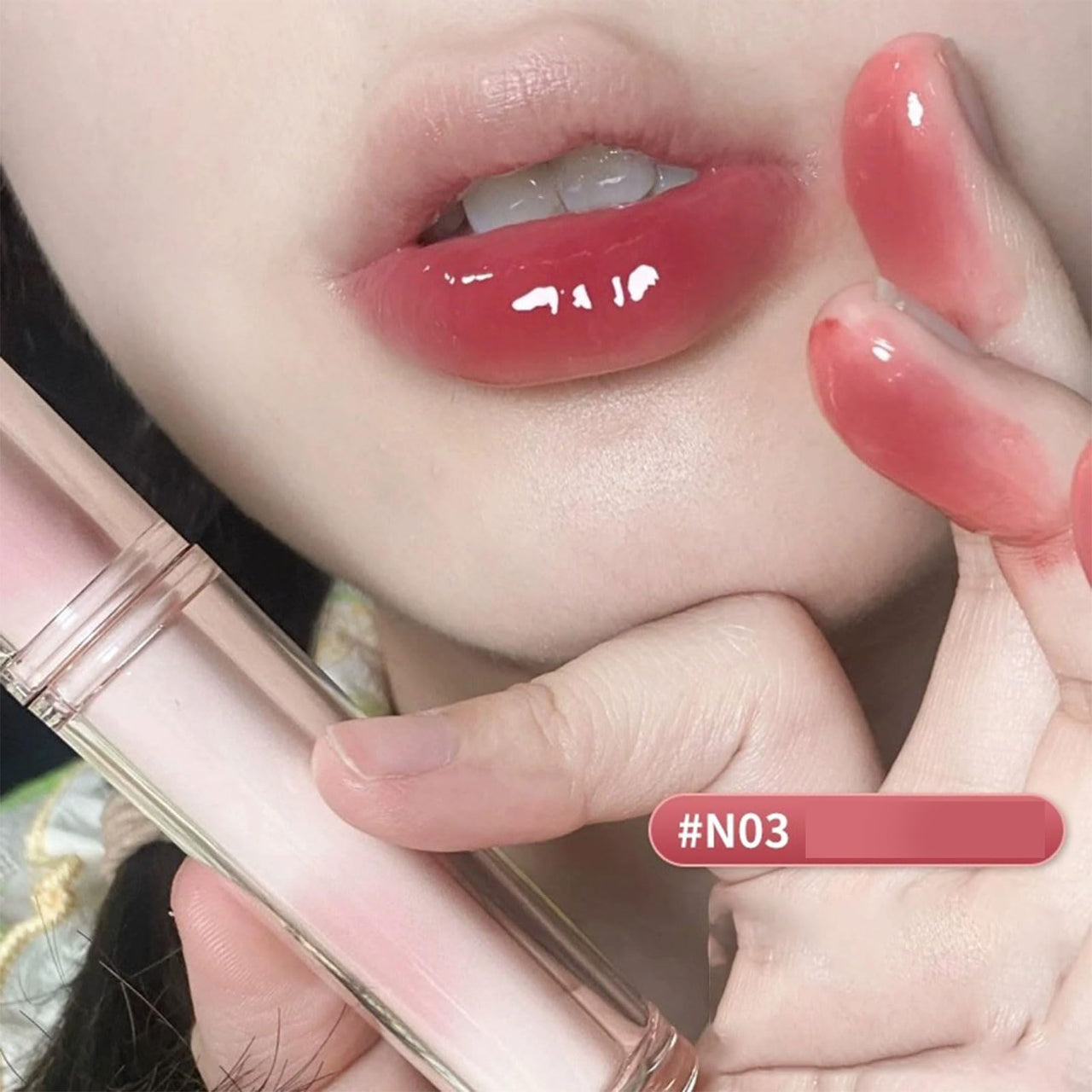 Ice Watery Lip Gloss, Mirror Tea Jelly Light Lip Glaze, Moisturizing Nonstick Liquid Lipstick (#N01 Milky Peach)