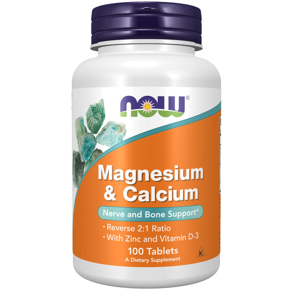 NOW Supplements, Magnesium & Calcium, With Zinc and Vitamin D-3, Nerve and Bone Support*, 100 Tablets