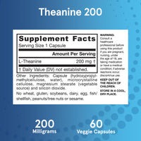 Thumbnail for Jarrow Formulas Extra Strength L Theanine 200mg Dietary Supplement that Promotes Relaxation, Supplement for Relaxation Support, 60 Veggie Capsules, 60 Day Supply