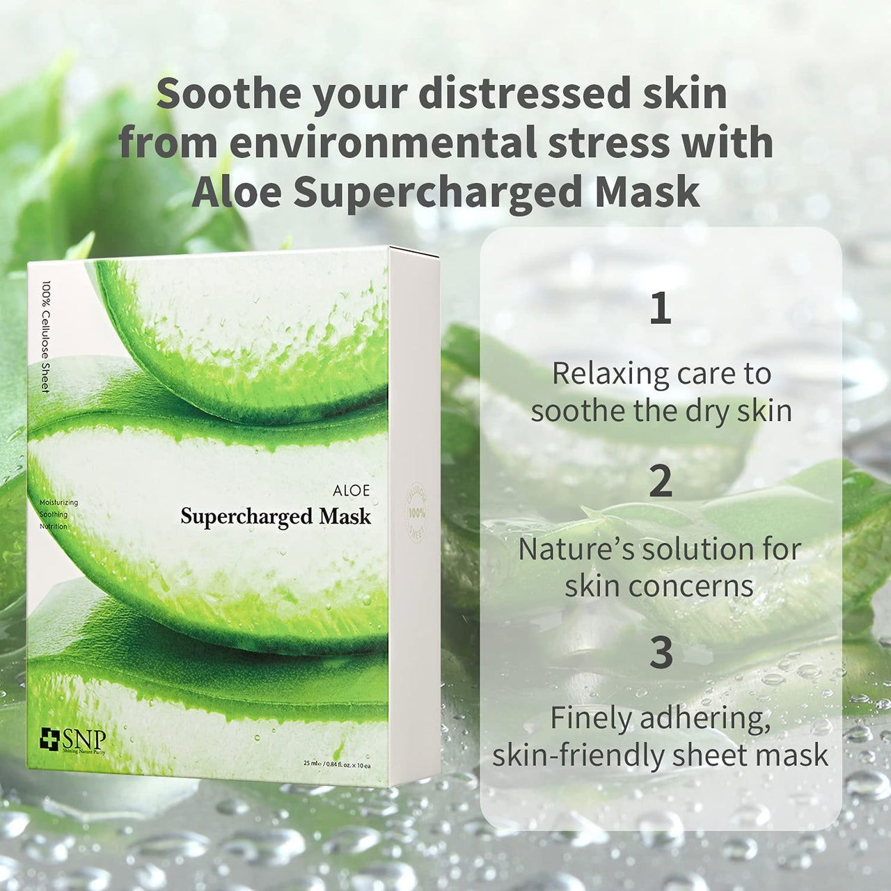 SNP Supercharged Sheet Mask Set | Variety Sheet of 4-Collagen, 4-Aloe, 4-Rose Face Mask Sheet | Facial Mask for Hydrating and Moisturizing | Korean Skincare Gift Set | 12 Sheets