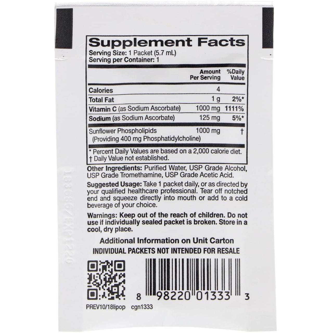 California Gold Nutrition LiposomeUP, Liposomal Vitamin C, 1,000 mg, 30 Packets, 0.2 oz (5.7 ml) Each