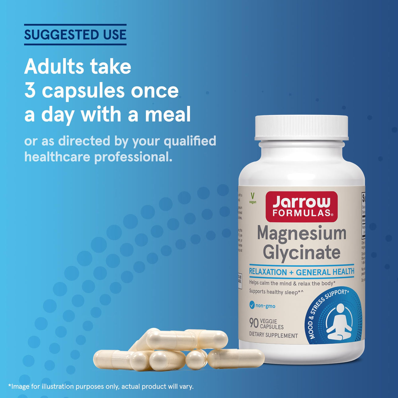Jarrow Formulas Magnesium Glycinate Veggie Capsules - 360 mg Magnesium per Serving, Supports Relaxation and Healthy Sleep, 90 Count, 30 Day Supply