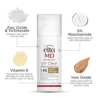 Thumbnail for EltaMD UV Clear Tinted Sunscreen for Face, SPF 46 with Zinc Oxide, Oil-Free, Dermatologist Recommended, For Acne-Prone Sensitive Skin, 1.7 oz