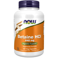 Thumbnail for NOW Foods Supplements, Betaine HCl 648 mg, Vegetarian Formula, Digestive Support*, 120 Veg Capsules
