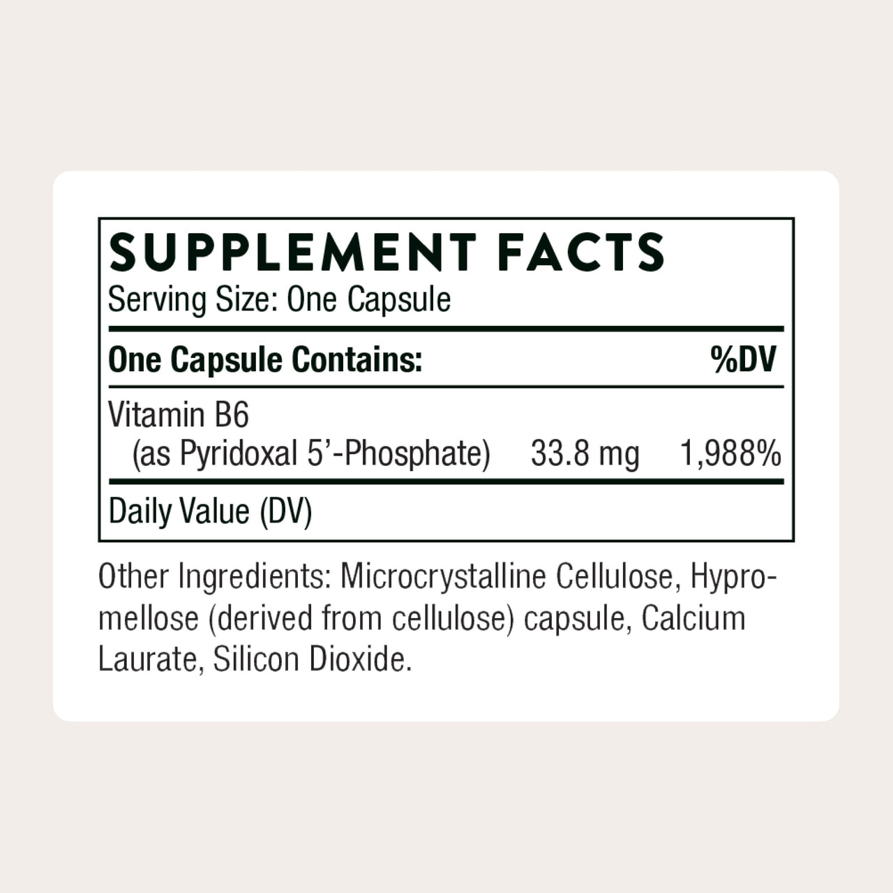 THORNE - Pyridoxal 5'-Phosphate - Bioactive Vitamin B6 (Pyridoxine) Supplement for Energy Production and Neurotransmitter Synthesis* - 180 Capsules