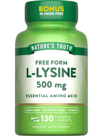 Thumbnail for Nature's Truth L-Lysine 500mg | 130 Coated Caplets | Free Form | Essential Amino Acid | Vegan, Non-GMO, & Gluten Free Supplement
