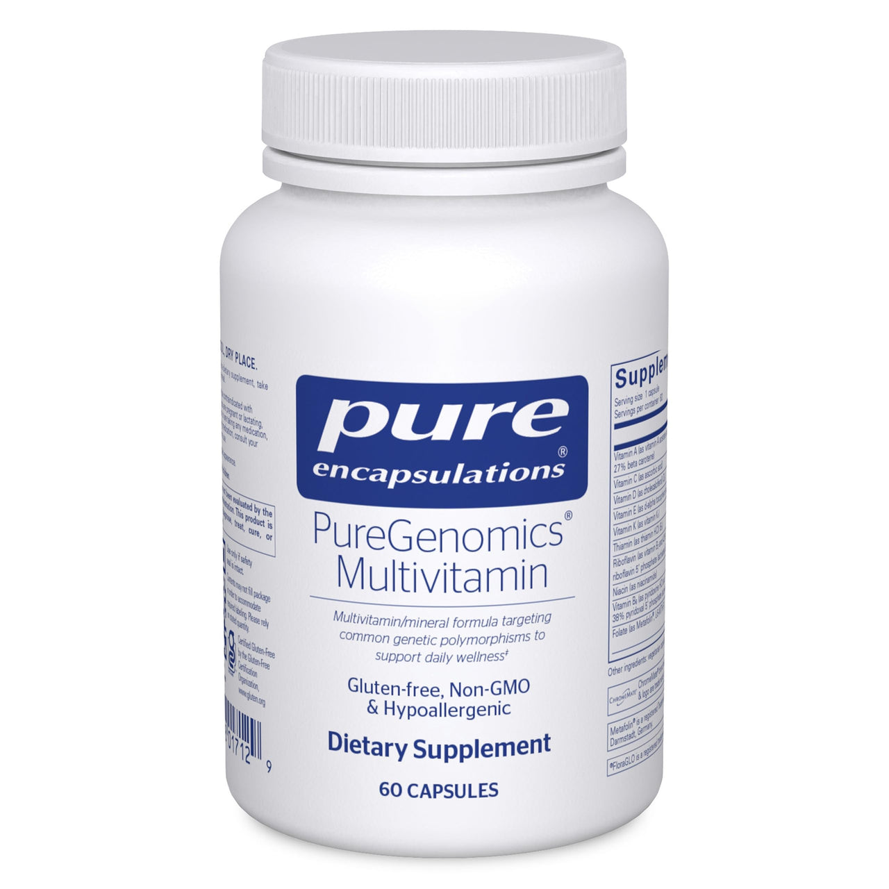 Pure Encapsulations PureGenomics Multivitamin - Supplement to Support Nutrient Requirements of Common Genetic Variations* - with Vitamin A,B,C,D,E, K & Minerals - 60 Capsules