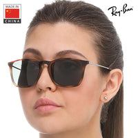 Thumbnail for Ray-Ban RB4187 CHRIS Square Shaped Non-Polarized Sunglasses for Men – Includes Official RAYBAN Eyewear Kit – Ideal Formal & Casual Wear Sunglasses – Dark Green Lens