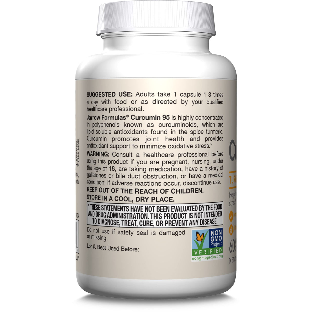 Jarrow Formulas Curcumin 95 Supplement - Turmeric Extract Supplement, 500 mg for Antioxidant & Joint Support, 60 Capsules