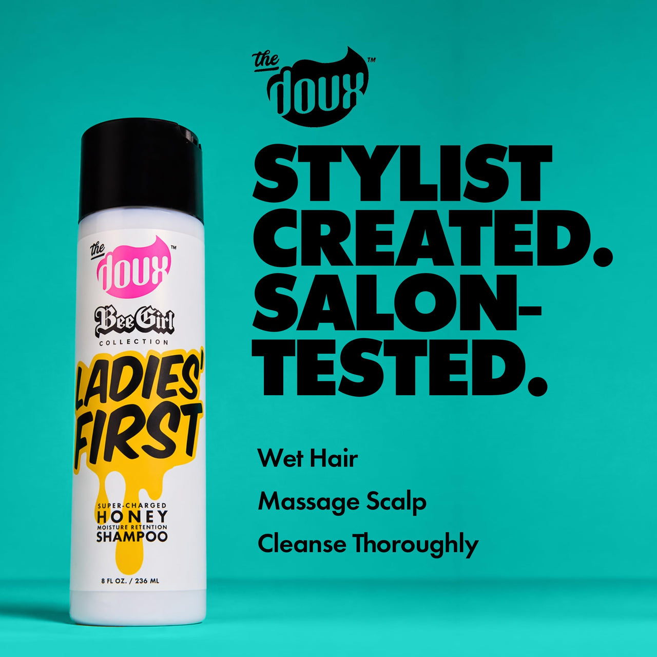 The Doux LADIES FIRST Honey Shampoo - Curl Shampoo with Honey, Aloe, and Vitamins B, C, and E - Shampoo for Women