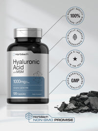 Thumbnail for Horbäach Hyaluronic Acid with MSM | 1000 mg | 120 Capsules | Non-GMO and Gluten Free Supplement | Bioavailable Formula
