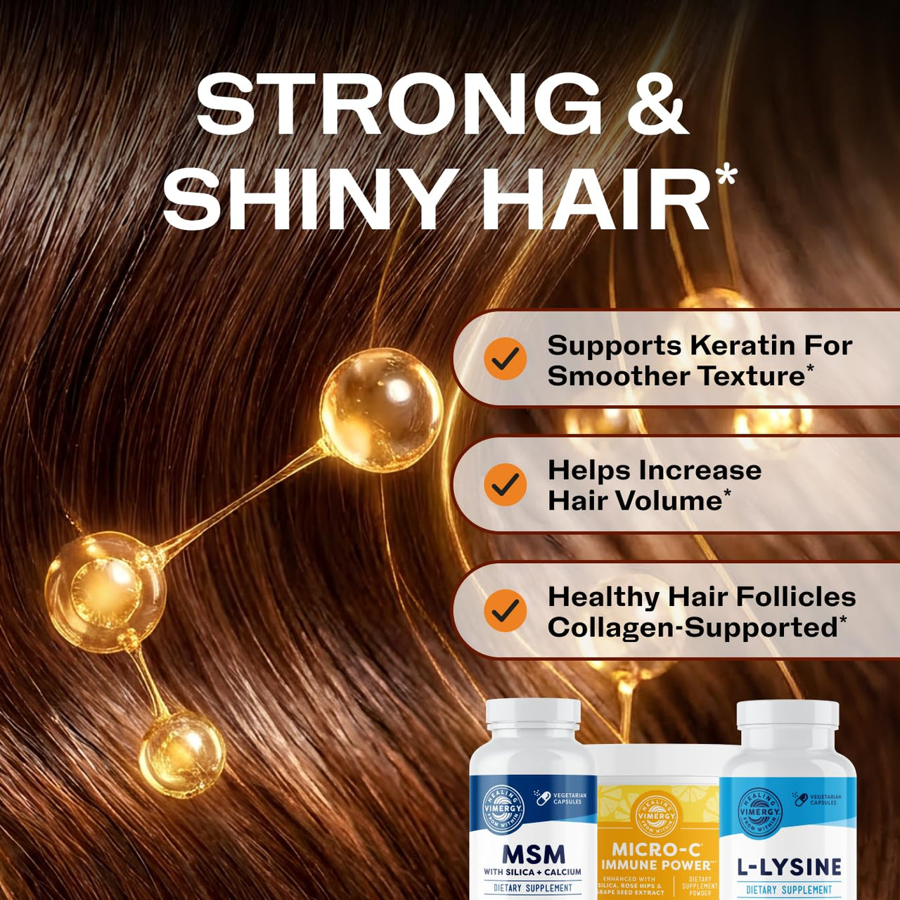 Vimergy Collagen Replenish Kit – Collagen Support Supplement with MSM, Lysine & Micro-C Immune Power™ (Vitamin C) – Supports Hair, Skin & Nails, Keratin & Elastin*