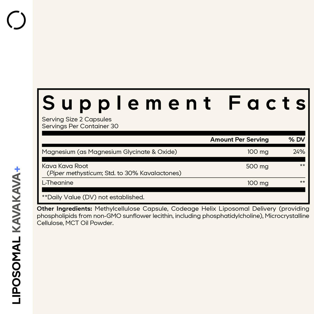 Codeage Liposomal Kava Kava+ Supplement - 500 mg 30% Kavalactones with Magnesium Glycinate - Magnesium Oxide - L-Theanine - Liposomal Delivery - Non-GMO - 60 Capsules