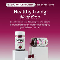 Thumbnail for Snap Supplements Nitric Oxide Gummies - Beet Root Extract 300mg, Sugar Free Beetroot Supplement with Pomegranate Powder for Circulation & Natural Energy, 60 Vegan Gummies (2-Pack), Cherry Flavor