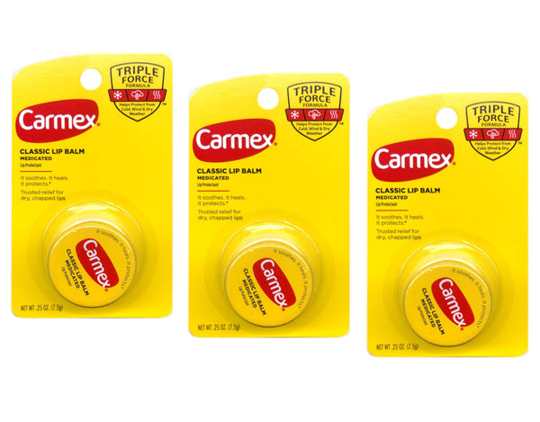 Carmex Lip Balm Pot, Original, 0.25 ounce (Pack of 3)