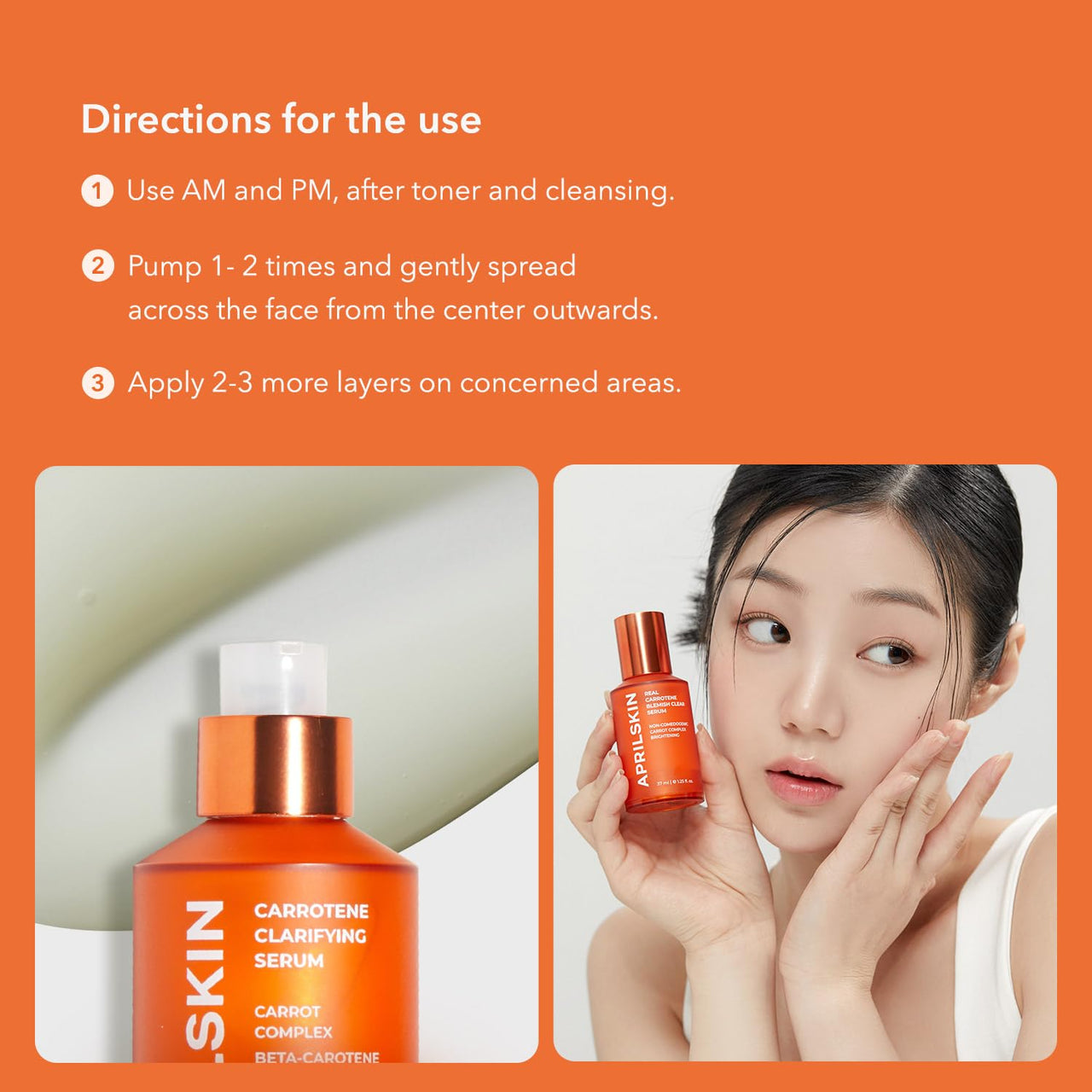 APRILSKIN Carrotene Clarifying Facial Serum | Vegan, Non-comedogenic | Blemish Clear, Dark Spot Corrector | Korea Skincare | Oily Skin, Sensitive Skin, Bumpy Skin | 1.25 fl.oz