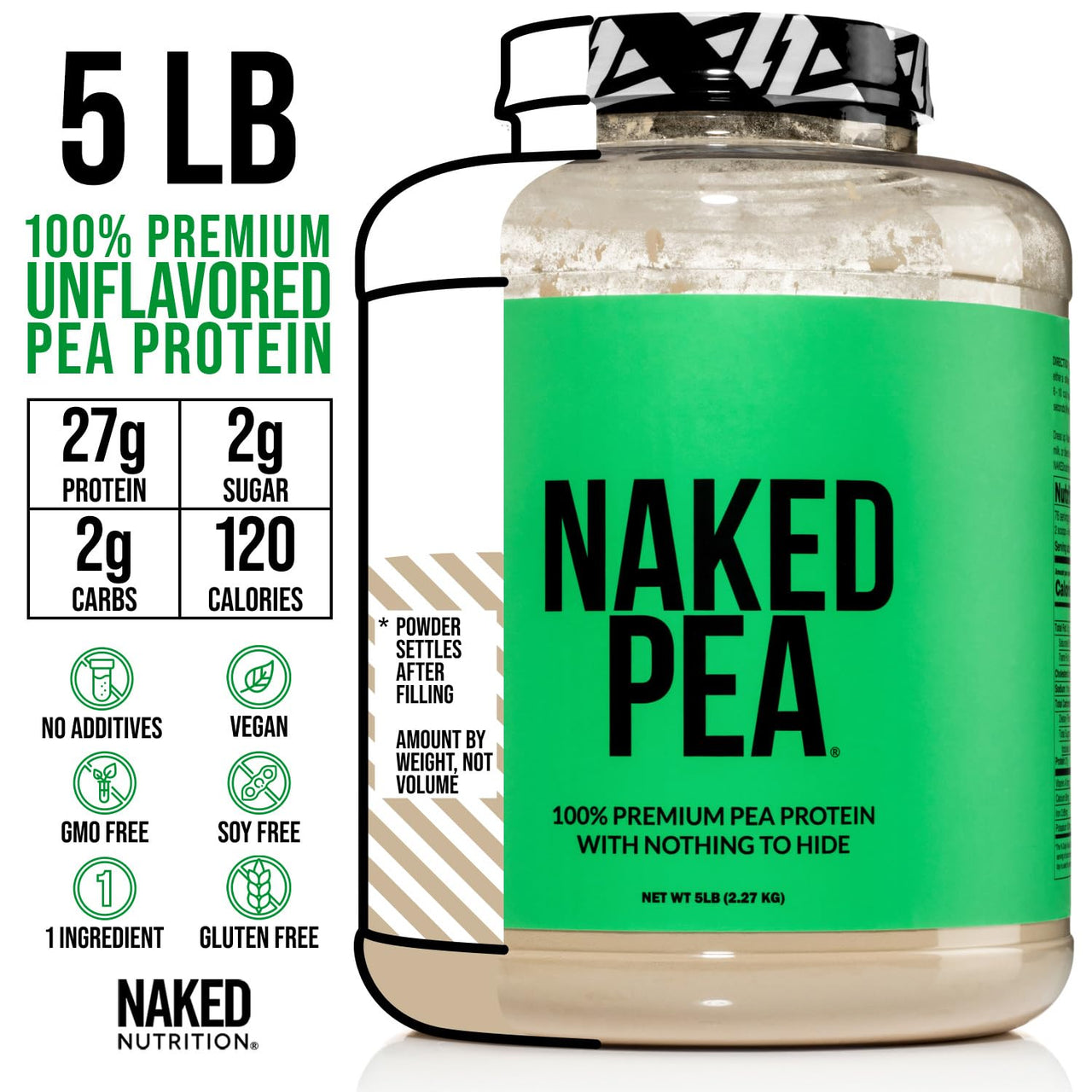 NAKED Dairy Free Protein Bundle: 5LB Unflavored Pea and 2LB PB