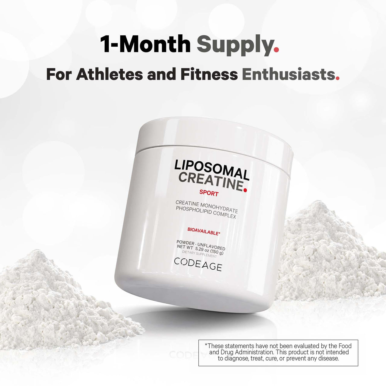 Codeage Liposomal Creatine Powder Supplement, Pure Creatine Monohydrate 5000mg, Pre Workout & Post Workouts - Unflavored Creatine, Micronized Creatine Powder - Creatinine for Sports - 30 Servings