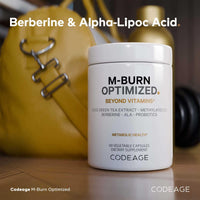 Thumbnail for Codeage M-Burn Optimized Supplement - Decaffeinated Green Tea Std. to 50% EGCG, Berberine, Akkermansia, Vitamin B12 - Probiotics - Vitamins - 60 Capsules